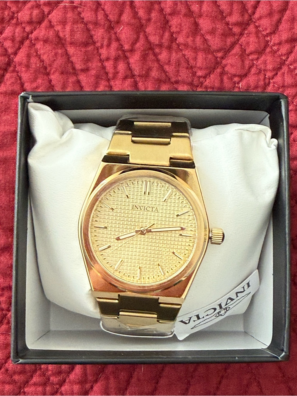 Invicta Gold Mens Bracelet Watch With Textured Dial
